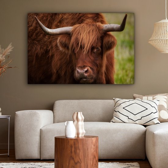 Tableau sur toile Scottish Highlander - Oranje - Animaux - 140x90 cm - Décoration murale