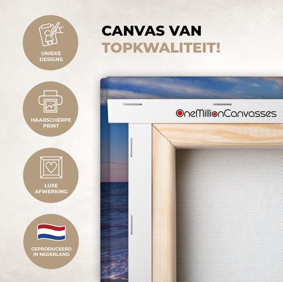 OneMillionCanvasses - Toile - Peinture - Plage - Mer - Soleil - Horizon - Peintures sur toile - Photo sur toile - 150x100 cm - Salon