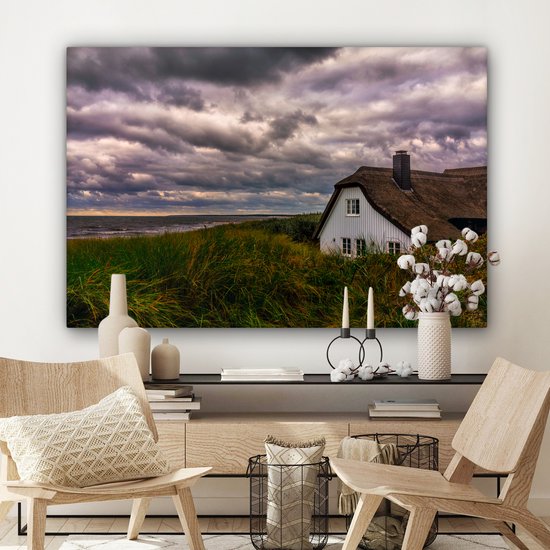 Maison dans les dunes au bord de la mer Baltique toile 140x90 cm - Tirage photo sur toile (Décoration murale salon / chambre) / Mer et plage