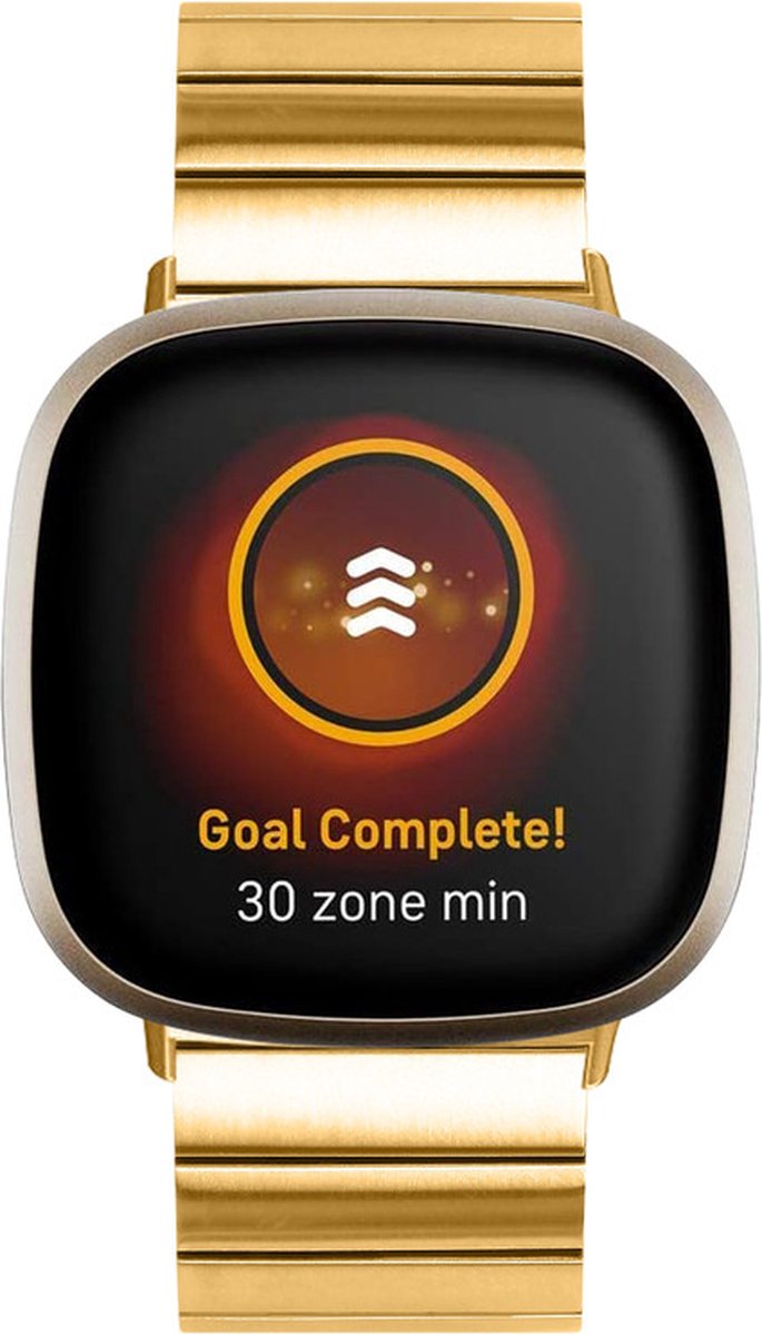 Stalen bandje - RVS - geschikt voor Fitbit Versa 3 / Sense - goud