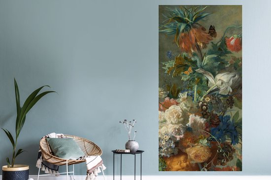 Stickers Stickers muraux - Nature morte aux fleurs - Peinture de Jan van Huysum - 80x160 cm - Feuille adhésive
