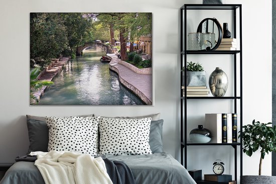 Peintures sur toile Rivière - Ville - Texas - 120x90 cm - Décoration murale