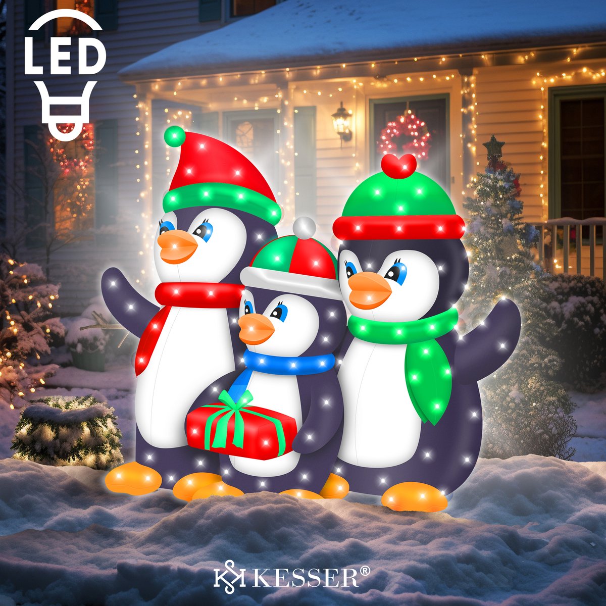 COSTWAY Opblaasbare led-kerstboom, 180 cm, kerstdecoratie met grote en kleine sneeuwpop en geschenkdozen, winterdecoratie, kerstverlichting voor binnenplaats, gazon, tuinfeest, zelfopblazend COSTWAY Opblaasbare led-kerstboom, 180 cm, kerstdecoratie met grote en kleine sneeuwpop en geschenkdozen, winterdecoratie, kerstverlichting voor binnenplaats, gazon, tuinfeest, zelfopblazend