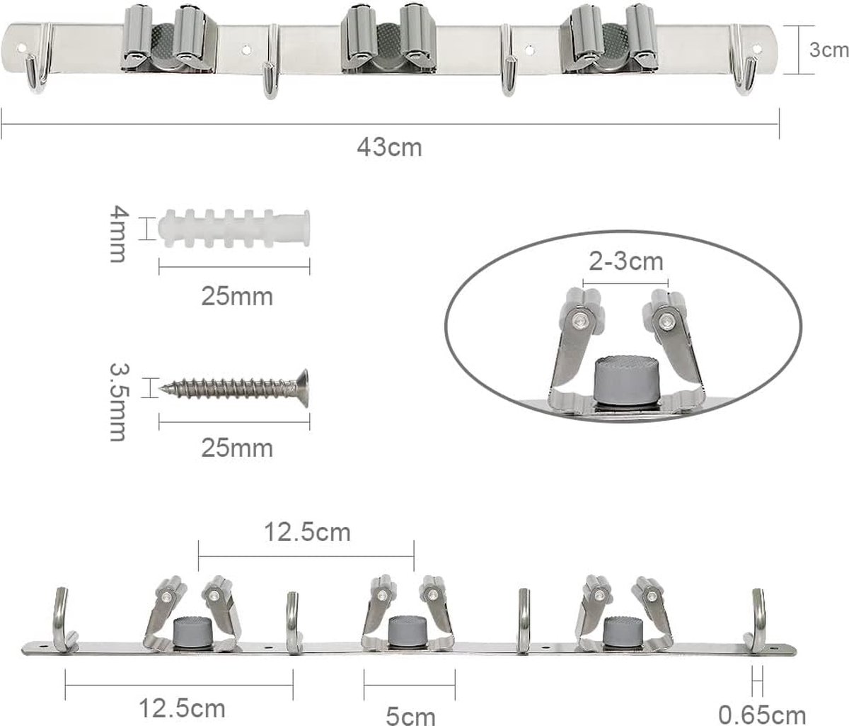 Porte-balai support mural pour appareils électroménagers en acier  inoxydable paquet de