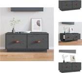 vidaXL TV-meubel Grenenhout - Grijs - 80 x 34 x 35 cm - Kast