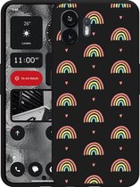 Cazy Hoesje Zwart geschikt voor Nothing Phone (2) Regenboog Patroon