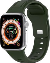 Siliconen bandje - geschikt voor Apple Watch Series 1/2/3/4/5/6/7/8/9/SE/SE 2 met case size 38 mm / 40 mm / 41 mm - donkergroen