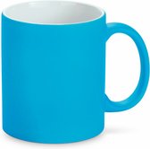 Luxe krijt koffiemok/beker - blauw - keramiek - met krijt te beschrijven - 350 ml - Eigen naam