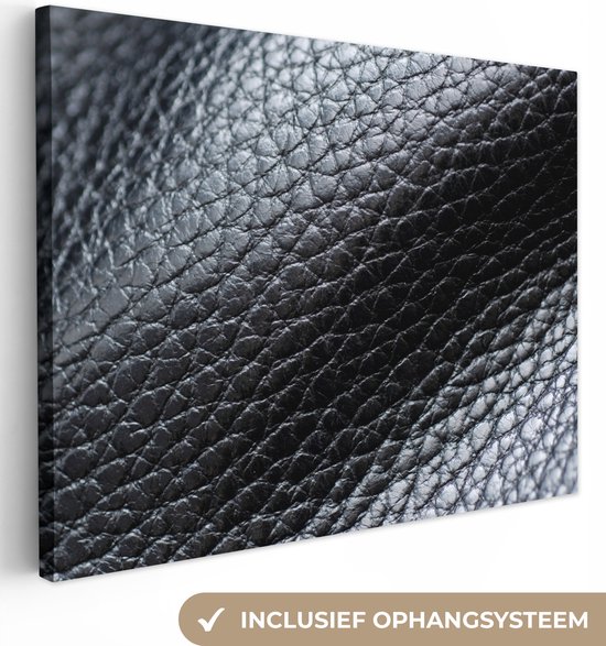 Tableau Tableau Cuir - Structure - Zwart - Clair - 120x90 cm - Décoration murale