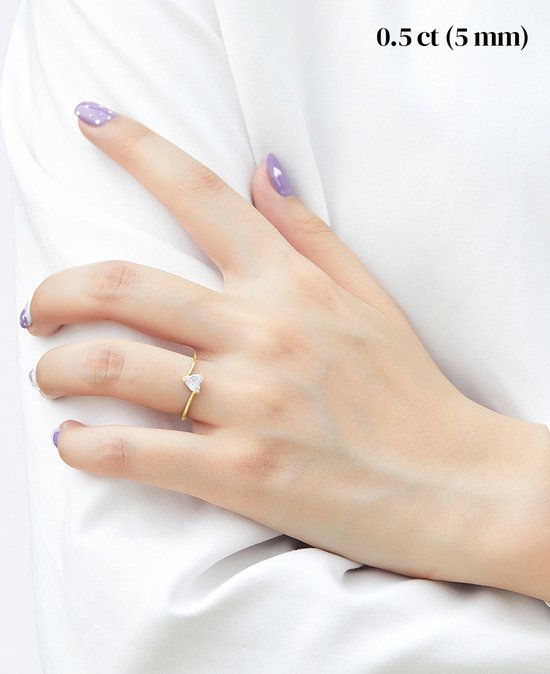 Amora - 18k Geelgouden Hart Solitair Moissanite Ring - 3.1 karaat
