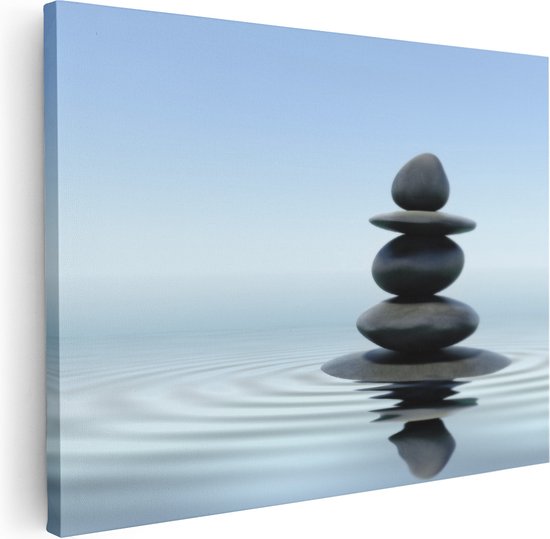 Artaza Canvas Schilderij Zen Stenen - Zwarte Stenen op het Water - 40x30 - Klein - Foto Op Canvas - Canvas Print