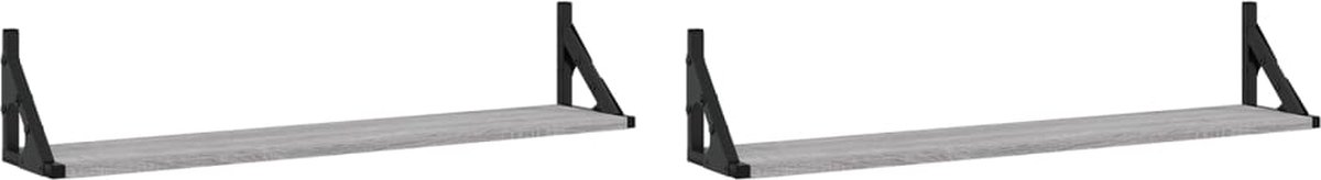 vidaXL Wandschappen - 2 - st - 80x15x15,5 - cm - bewerkt - hout - grijs - sonoma - eiken grijs sonoma eiken
