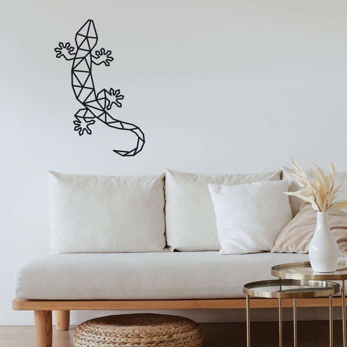 WandStaal - Hagedis - Silhouette - Metaalkunst - Zwart - 500x331x2 Geometrische Dieren - Wanddecoratie - Muurdecoratie - Inclusief bevestigingsmateriaal