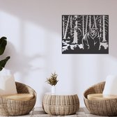 WandStaal - Berenbos - Silhouette - Metaalkunst - Zwart - 1000x833x2 Dieren - Wanddecoratie - Muurdecoratie - Inclusief bevestigingsmateriaal