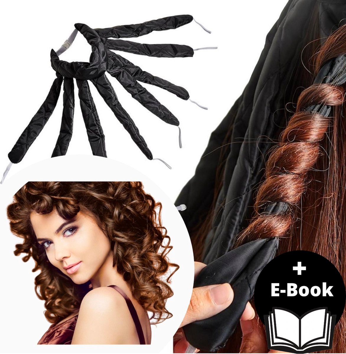 BeautyFit® - Heatless Curls PRO - Krulspelden - Inclusief E-book - Haarkruller - Krul Rollers - Krullen Zonder Hitte Maken - Krullers - Haar Rollers Zelfklevend - Satijn - Zwart - Moederdag Cadeautje