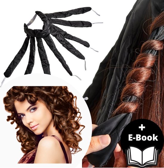 BeautyFit® - Heatless Curls PRO - Krulspelden - Inclusief E-book - Haarkruller - Krul Rollers - Krullen Zonder Hitte Maken - Krullers - Haar Rollers Zelfklevend - Satijn - Zwart