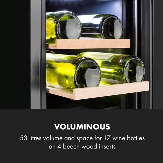 Vinovilla 17 Built-In Duo twee zones wijnkoelkast 53l 17 fl. 3-kleuren glazen deur