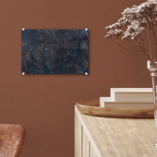 MuchoWow® Glasschilderij 30x20 cm - Schilderij acrylglas - Leisteen - Grijs - Beton - Industrieel - Foto op glas - Schilderijen