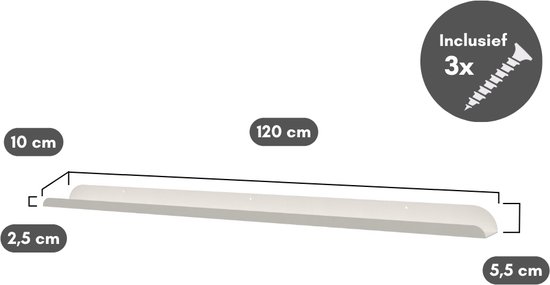 Fotolijstplank metaal - 120cm - Kleur Wit / wandplank - fotoplank - plank zwevend