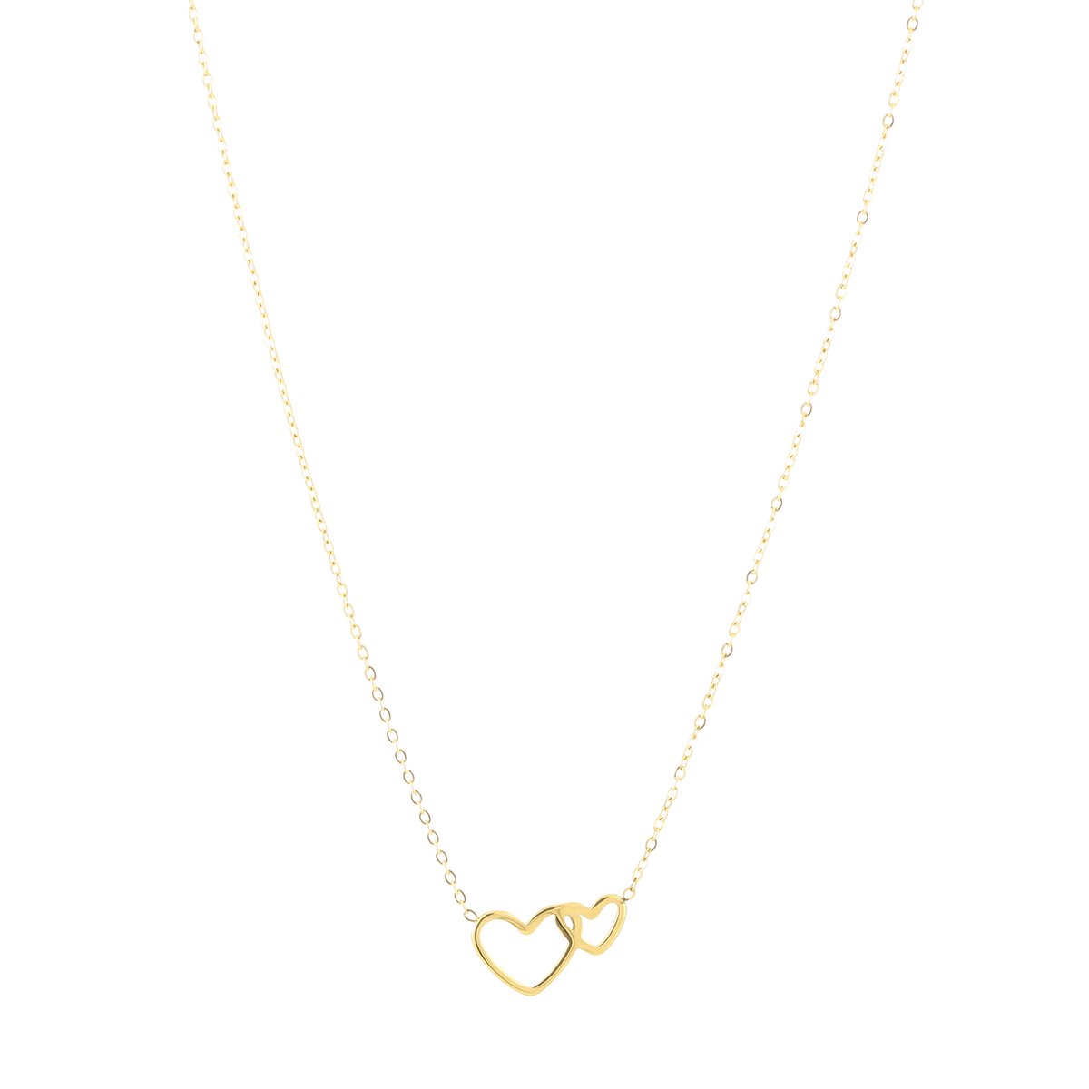 twee hartjes ketting goud