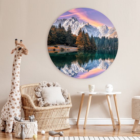 Cercle mural - Nature - Nuages ​​- Arbres - Neige - Décoration murale ronde - Cercle mural - Tableaux ronds - 120x120 cm - Décoration murale - Plastique