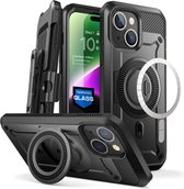 Supcase UBMag Geschikt Voor iPhone 15 hoesje met screenprotector - Zwart