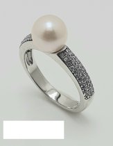 Ring - zilver - parel - zirconia - maat 54, 56 en 58 - Verlinden juwelier