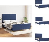 vidaXL Bedframe Blauw 203x146x118/128 cm - Verstelbaar hoofdeinde - Stabiele poten - Multiplex lattenbodem - Comfortabele ondersteuning - Bed