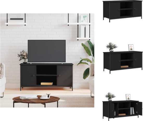 vidaXL TV-kast Zwart 100x40x50 cm - 2 vakken - 2 schappen - duurzaam hout en ijzer - industrieel design - Kast