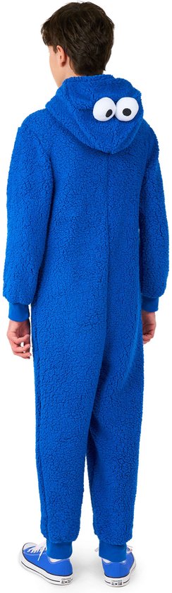 OppoSuits Cookie Monster Kids Onesie - Sesamstraat Huispak - Kinder Kleding voor Koekiemonster Outfit - Carnaval - Blauw - Maat: L - 134/140 - 146/152 - 10-12 Jaar - Opposuits