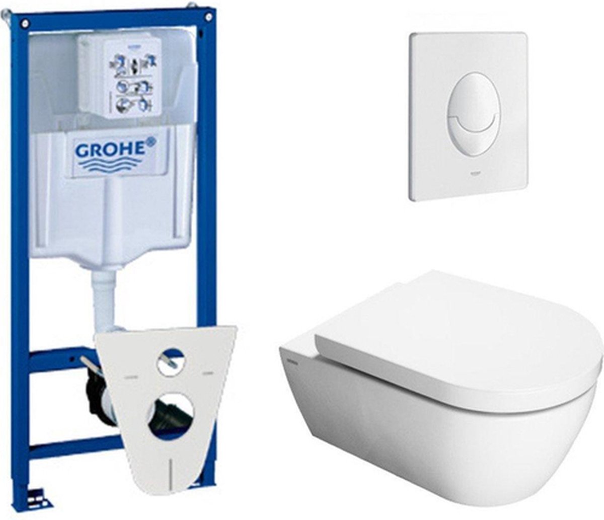 QeramiQ Salina toiletset met inbouwreservoir, closetzitting met softclose en bedieningsplaat wit - GROHE