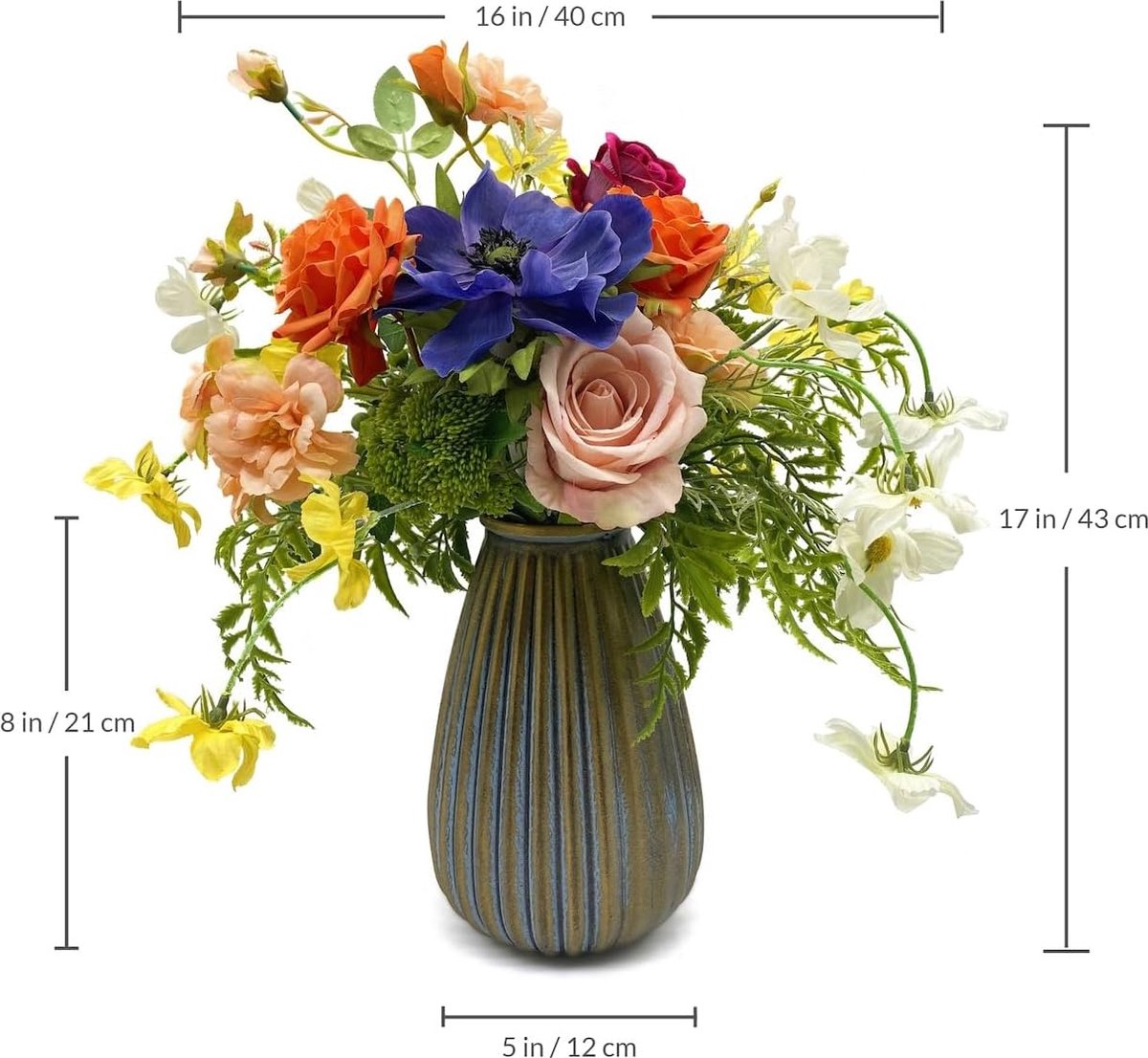 WAKISAKI Lot De 36 Fleurs Artificielles Réalistes – Mélange Orange Et Jaune – Résistantes UV Pour Extérieur (4 Paquets De 9)