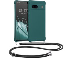 kwmobile telefoonhoesjegeschikt voor Google Pixel 7a - Hoesje van siliconen met telefoonkoord - In petrol