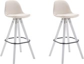 Clp Franklin Set van 2 barkrukken - Vierkant frame - Stof - creme kleur onderstel :wit