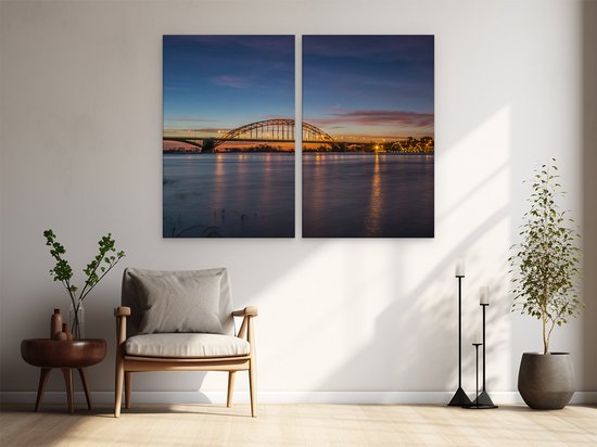 Tableau sur toile Diptyque Artaza Pont Waal à Nimègue - 160x120 - Groot - Photo sur toile - Impression sur toile