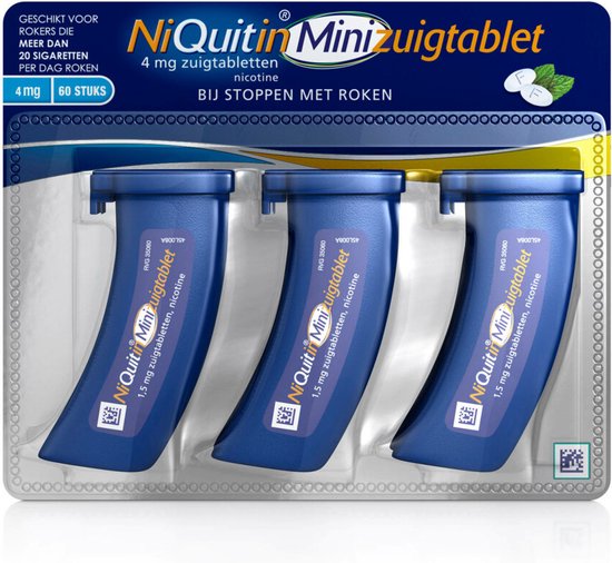 NiQuitin Minizuigtabletten 4 mg - Stoppen met roken - 60 stuks - NiQuitin