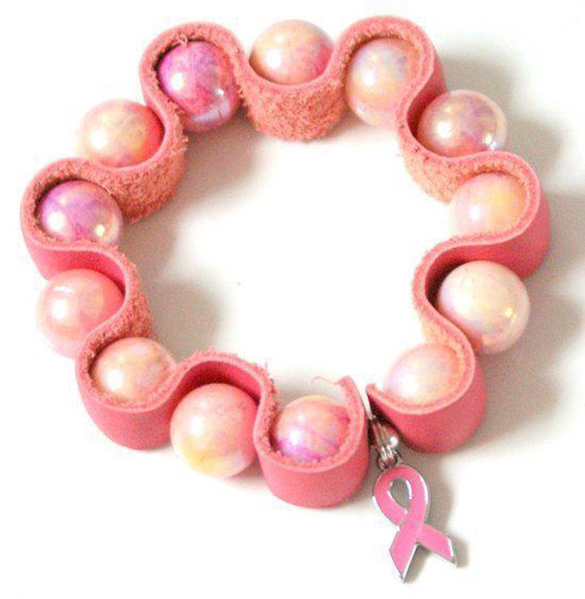 Jewellicious Designs Pretty Pink & Leather geluksarmband voor Pink Ribbon
