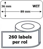 5x Dymo 99012 compatible 260 labels  / 36 mm x 89 mm / wit / papier
