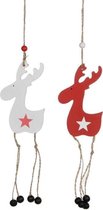 Decoratiehangers - Ornament Hert Wit Rood 2 Keuzemogelijkheden - L7xb5,5xh32cm