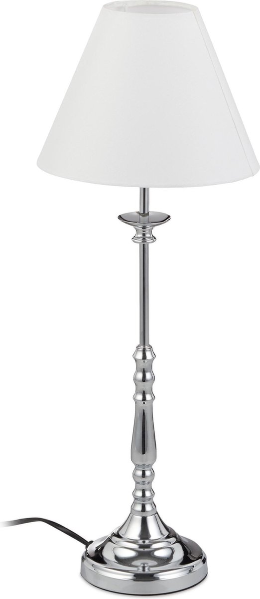 Bollamp - Zilver - Tafellamp - 1 Bol - Ronde Voet - Set van 2 – Lampen & Meer