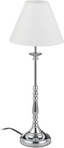 Relaxdays tafellamp vintage - nachtlampje E14 - leeslamp lampenkap - zilver-wit