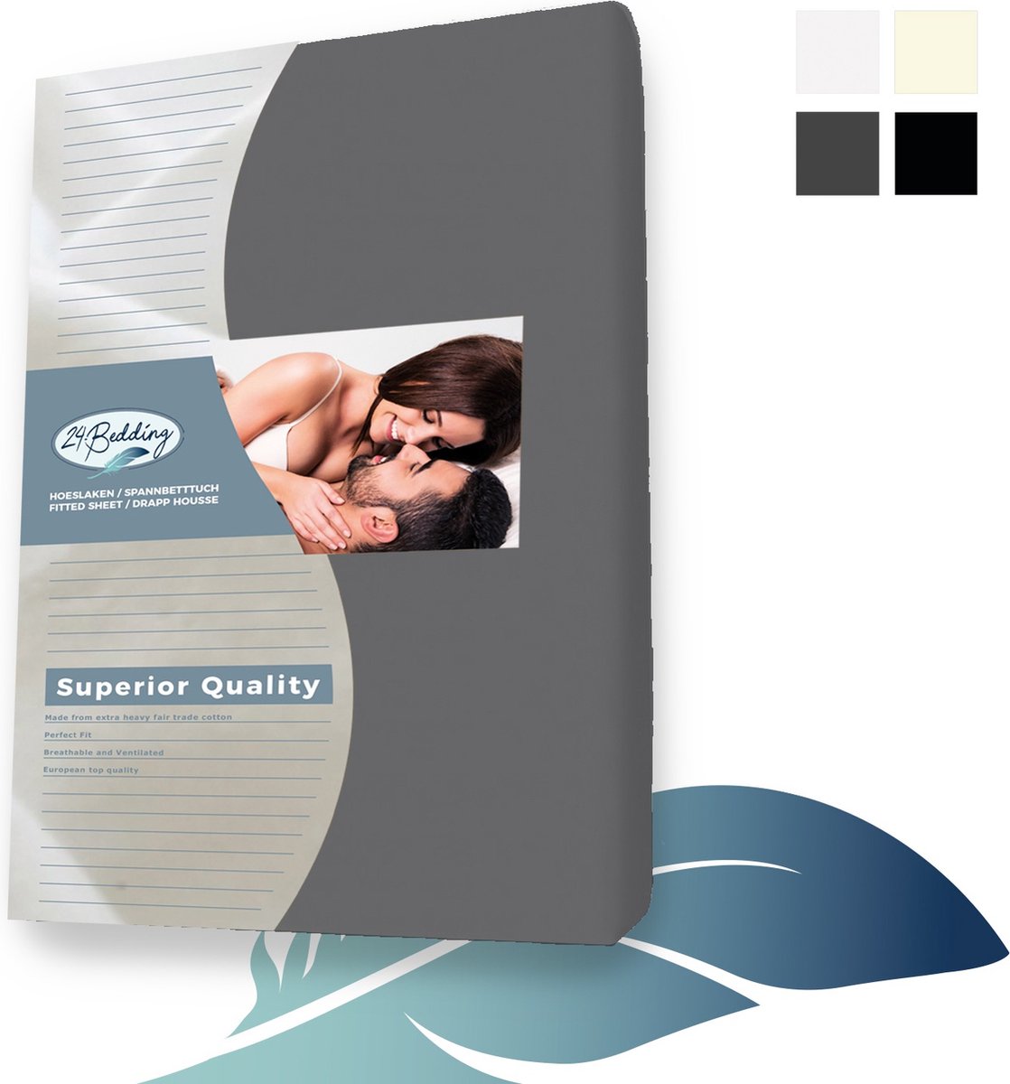24-Bedding Duopak 2 stuks !! - Jersey Topper Hoeslaken - Topdek Hoeslaken Jersey - 80x200 cm - donker Grijs - 100% katoen - 5 t/m 15 cm hoogte.