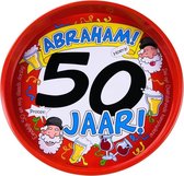 50 jaar Abraham feest/verjaardagsfeest metalen dienblad/dienbladen 30 cm