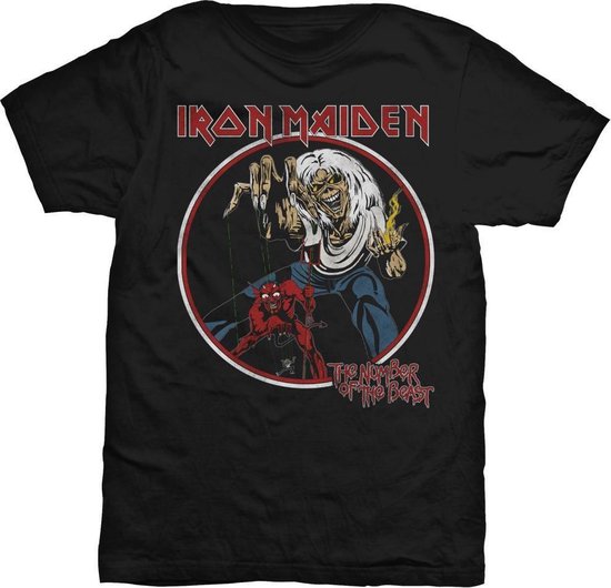 Iron Maiden Heren Tshirt -L- Number Of The Beast Zwart