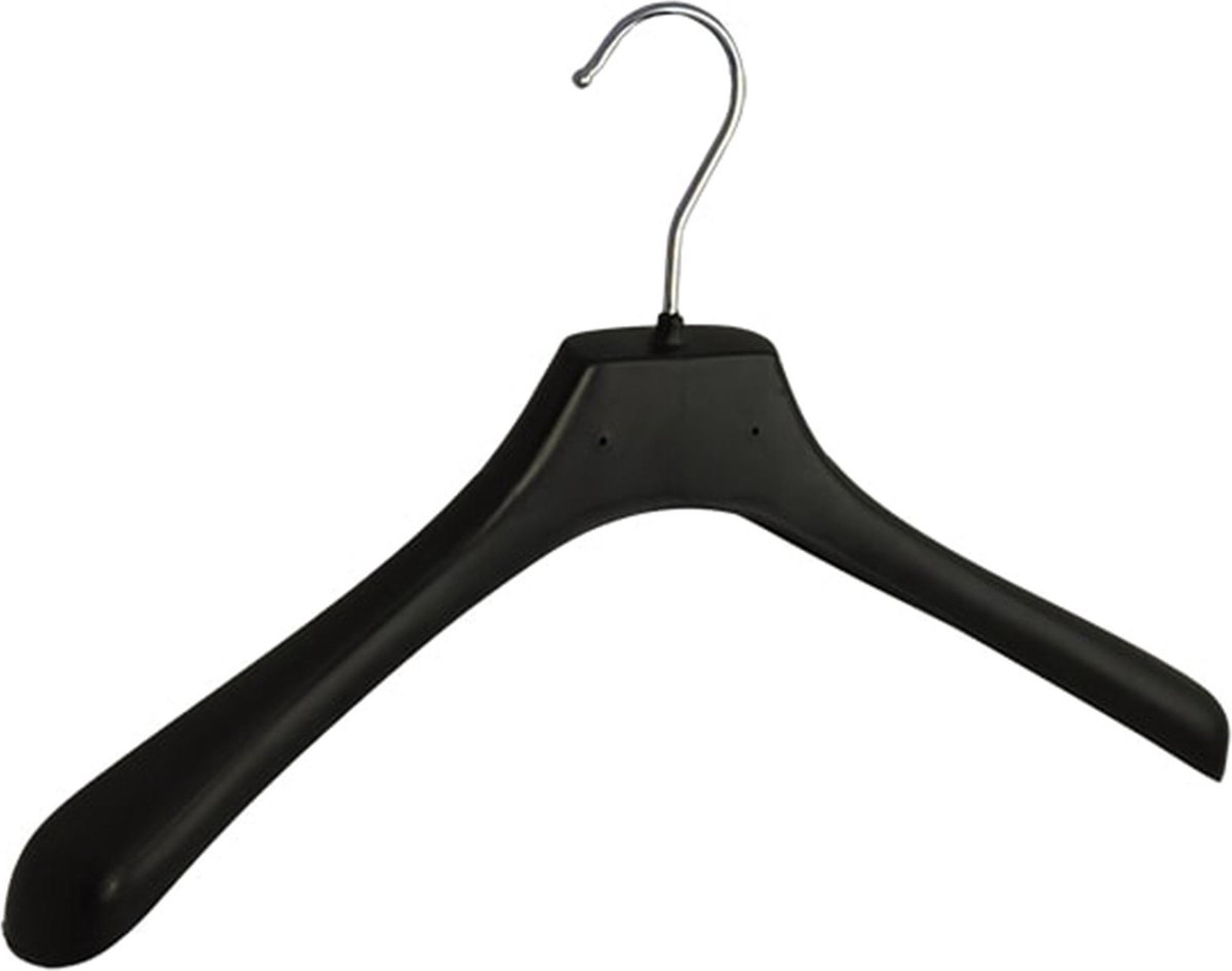 De Kledinghanger Gigant - 10 x Mantelhanger / kostuumhanger kunststof zwart met schouderverbreding, 39 cm