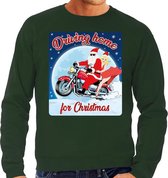 Foute Kersttrui / sweater - Driving home for christmas - motorliefhebber / motorrijder / motor fan groen voor heren - kerstkleding / kerst outfit M (50)