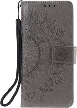 Shop4 - Xiaomi Mi 9T Pro  Hoesje - Wallet Case Mandala Patroon Grijs