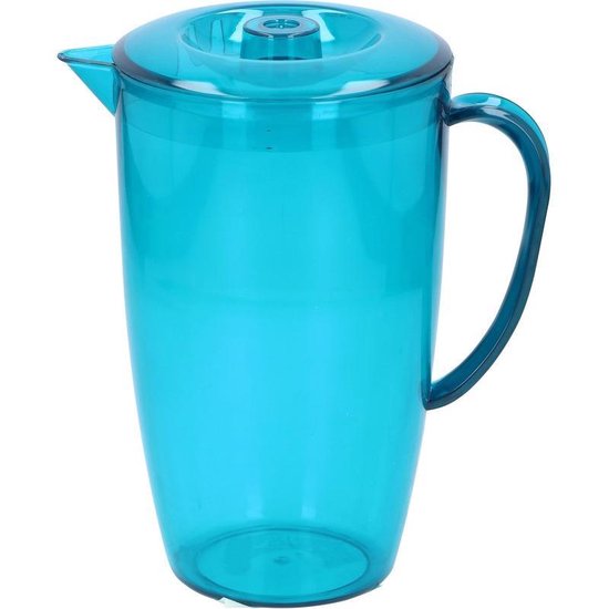 Blauwe plastic schenkkan/waterkan set 2 liter met 6 glazen - Plastic  servies blauw -... | bol.com