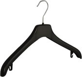 De Kledinghanger Gigant - 10 x Mantel / kostuumhanger kunststof zwart met anti-slip op schouderverbreding, 38 cm