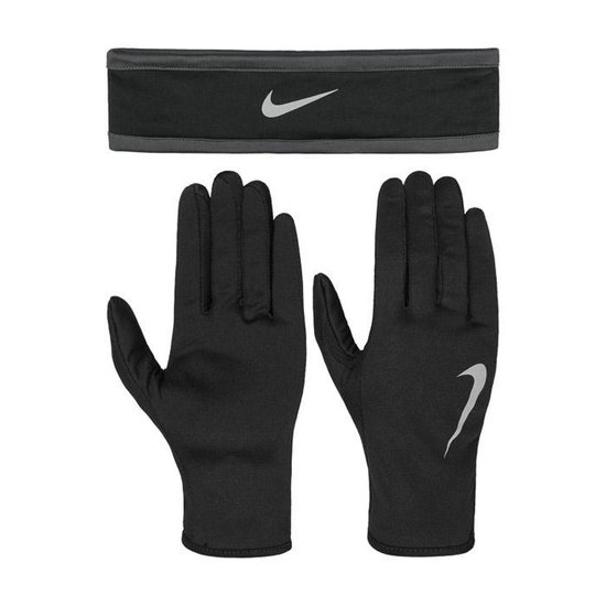 Nike Dri-Fit hardloop hoofdband met handschoenen dames zwart/zilver |  bol.com